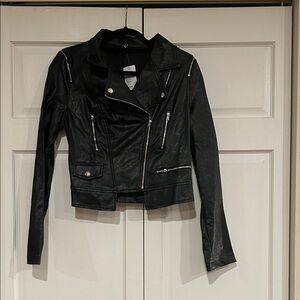 Windsor Black Leather Jacket with Silver Accents